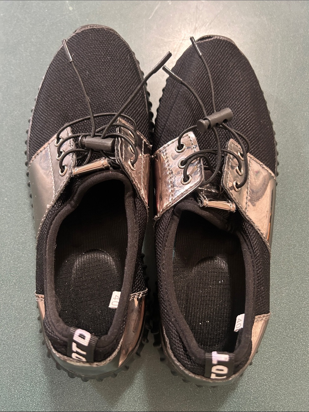 Women's  Black Metallic Accent Athletic Shoes